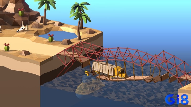 Đồ họa Poly Bridge 2 thân thiện, giúp bạn tập trung vào sáng tạo