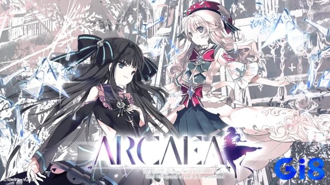 Hikari và Tairitsu đối diện trong nền vũ trụ Arcaea, thể hiện hai thế lực đối lập về cốt truyện và phong cách chơi.